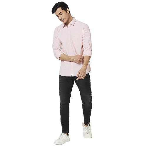 Image of Parx Men's Pure Cotton Solid Pattern Slim Fit Semi Cutaway Collar Full Sleeve Casual Shirt