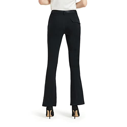 Black Slacks Women Petite Bootcut Flare High Waisted Dress Pants Work Trousers for Office Business Casual Long Pants2