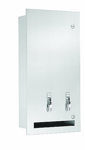 Bradley Emergency Fixtures 4017-450000 Contemporary Stainless Steel Recessed Napkin/Tampon Vendor, 12-1/2" Width x 26-3/8" Height x 6-1/8" Depth, $0.25 Mechanism