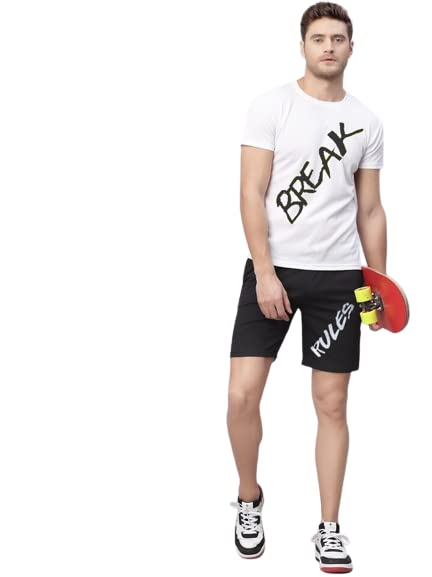 Digital Print Break White Short Set for Men-image-19