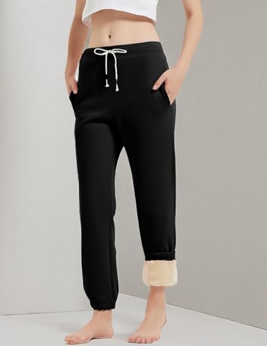 Image of Gihuo Women's Sherpa Lined Sweatpants Winter Warm Fleece Lined Sweatpants with Pockets Fleece Jogger Pants