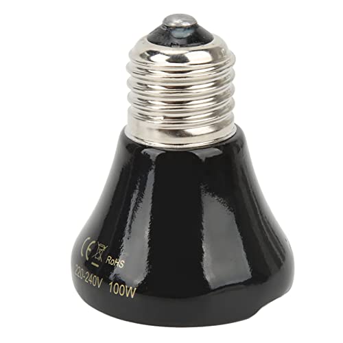 Fdit Mini Lampe Chauffante en Céramique pour Reptiles, Ampoule émettrice de Chaleur pour Animaux de Compagnie, Ampoule émettrice de Reptiles pour Poulets, Oies, Canards, Cailles, (100W Noir)