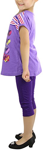Image of ToBeInStyle Girl's 2 Piece Outfit Top & Leggings Set Casual Graphic Shirt Capri Pants