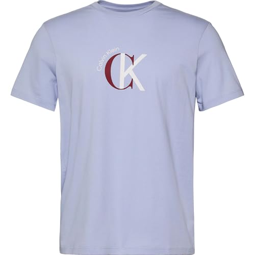 Calvin Klein Herren Ss 30S Whsl Ckj 2Tone Ck Lv14Re829G Graphic Tees, Purple (Casual Blue), XL