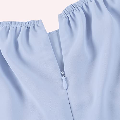 Image of LYANER Women's Off Shoulder Wrap Ruffle Puff Short Sleeve Ruched Tie Back Dress