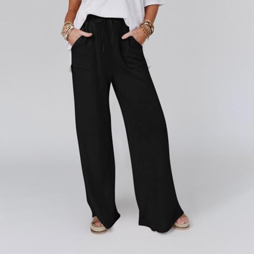 Linen Pants for Women High Waisted Palazzo Pants Lightweight Wide Leg Flowy Beach Pants with Pockets Resort Outfits2