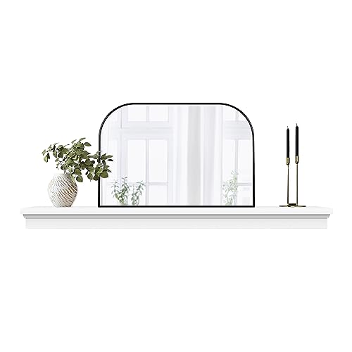 Image of MCS 72-Inch Mantel, Master & Co White Finish Solid Wood Floating Fireplace Mantel, Long Floating Shelf for Livingroom with Wood Cleat Hanging System, Photo and Home Decor Display Shelf