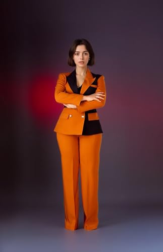 Womens Suit 2 Piece Double Breasted Patchwork Suits for Women Business Work Womens Suits for Wedding Guest2