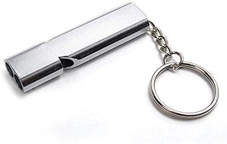 SOLDOUT Aluminum Alloy Dual Frequency Dual-tube Outdoor Survival Rescue Whistle EDC Tools (Silver)