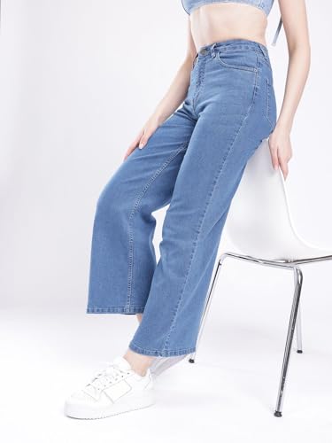 Image of Women's High Waist Denim Jeans | Straight, Relaxed, Wide Leg & Baggy Fit | High Rise Loose Oversized Denim Pants for Women | Comfortable Casual Everyday Wear | Oversized Woman baggys