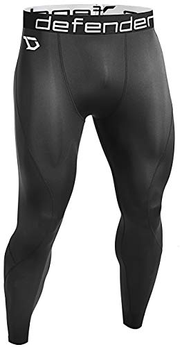 Defender Men's Compression Baselayer Pants Legging Shorts Tights Basketball, 710-blackblack, Large