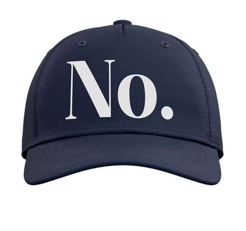 Minimalist No Statement Word Ironic Negative Bold Mood Adjustable Printed Baseball Hat, Navy Blue