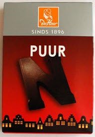 De Heer Baronie Pure Chocolade Letter (Dark Bittersweet Chocolate initials) Small size 2.25 oz / 65 gr (Letter ( N ) Dark / Puur)