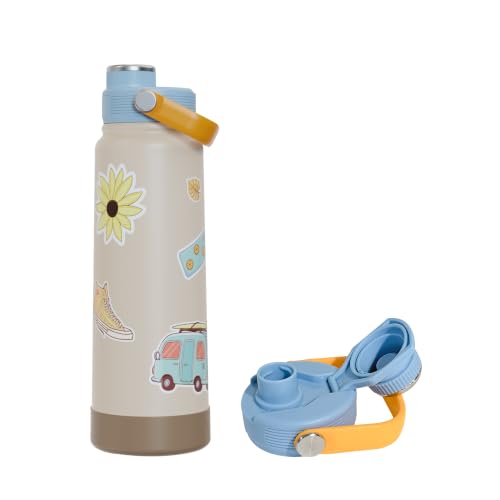 Image of Rabitat Hyde Vacuum Insulated Stainless Steel Water Bottle 1000 ml | Double Wall Vacuum Insulation | 18 /8 Food Grade Steel | Leak Proof | Wide Mouth | Ring Handle | BPA Free | Happy Trails