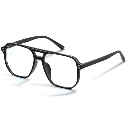 Image of livho Retro Aviator Blue Light Blocking Glasses for Women Men with Soft Case, Trendy Rectangle Computer Eyeglasses