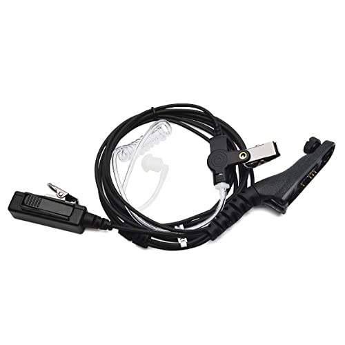 UAYESOK Surveillance Covert Air Acoustic Tube Earpiece Headset with PTT Mic and Earmold for Motorola Multi Pin DP3400 DP3401 DP3600 DP3601 DP4400 DP4600 DP4800 DP4801 XIRP8200 Two Way Radio (Black)