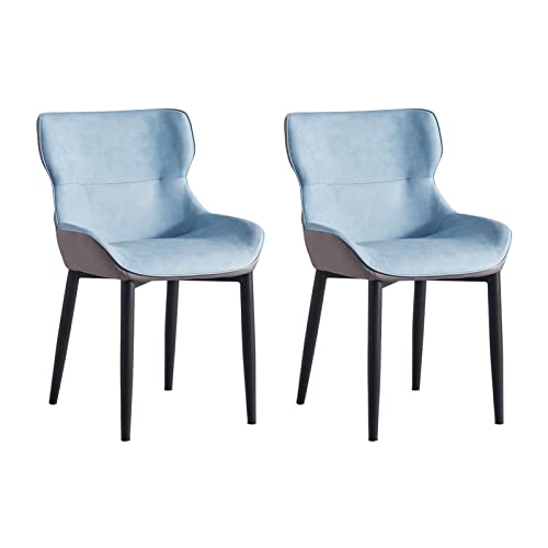 SJIALEN Modern Dining Chairs Set of 2, Water Proof PU Leather Side Chairs with Carbon Stee Legs Living Room Kitchen Counter Chairs Kitchen Chair (Color : Sky Blue)