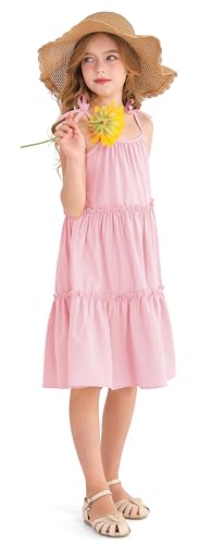 Girl's Summer Cute Tiered Swing Dress Midi Casual Smocked Sundresses 6-14 Years2