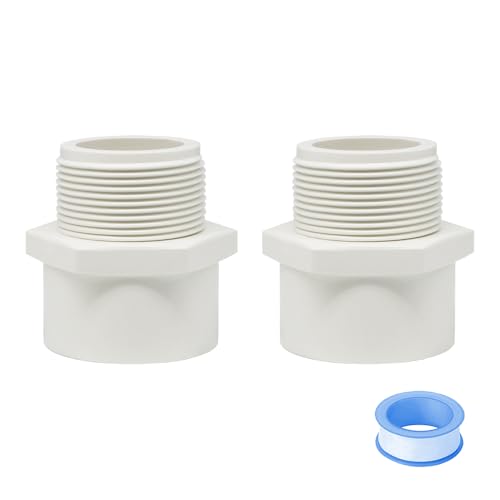 HayEastdor HE054-1-1/2 - 2 conectores adaptadores de acoplamiento de tubería de PVC de 2 vías con rosca macho de 1.5 pulgadas, 2 unidades, color blanco