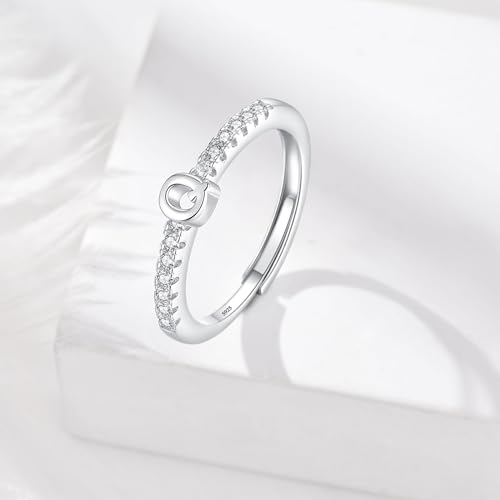 Bague argent 925 lettre Q bague monogramme alphabet empilable taille 6 7 8 - 2