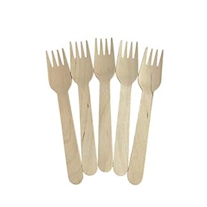 KingSeal Disposable Birch Wood Cutlery Forks, Biodegradable and Earth Friendly, 6 Inch Length – 1 Pack of 100 pcs