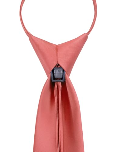 Image of YourTies Zipper Tie for Men Adjustable Pre-tied Satin Neckties and Pocket Square Set Solid Color Business Formal Wedding