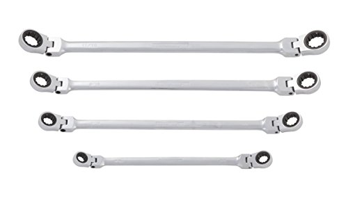 Steelman Pro Flexible Double Box-End Universal Spline Reversible Ratcheting Wrench Set, 72-Tooth Mechanism, 4-Piece SAE
