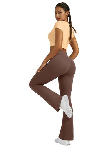 Image of Flare Leggings for Women with Pockets 2pack High Waisted Crossover Flare Leggings Bootcut Yoga Pants
