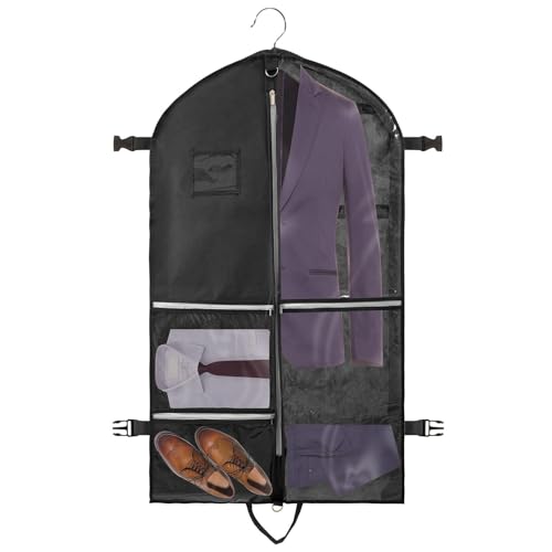 Premium Kleidersack mit 4 Taschen 110x60 CM Faltbare Anzugtasche für Reise & Gardetanz,Anzugsack für Herrenanzüge & Kinderkostüme. Atmungsaktive Tanzen Kinder-Kleiderhülle mit Tragegriff & Schnallen.