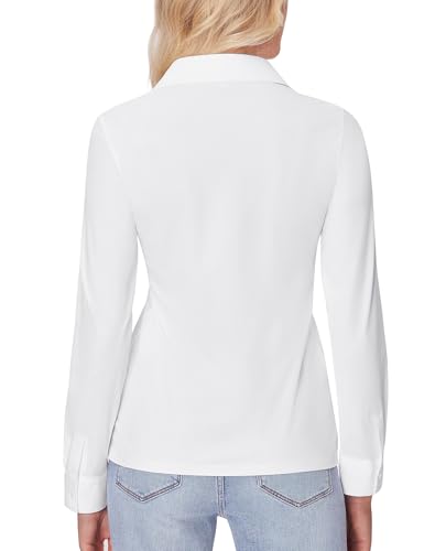 siliteelon Button Down Shirts for Women Slim fit Long Sleeve Stretch Dress Shirts Work Shirt Wrinkle Free Office Blouses2