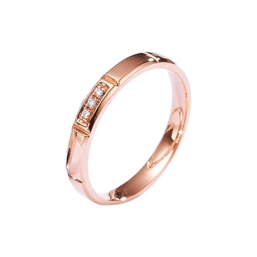 Homxi Anillo de Mujer Boda Oro Rosa 9K, Redondo Simple con Diamante de 0,01 ct, Anillos Mujer Alianzas Oro Rosa, Tamaño 23(63mm)