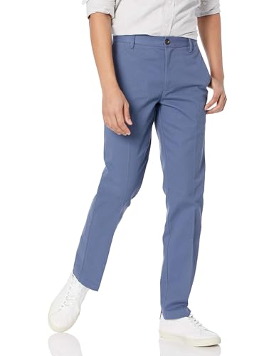 Amazon Essentials Men's Slim Fit Wrinkle-Resistant Flat-Front Work Chino Trousers, Indigo, 30W / 30L