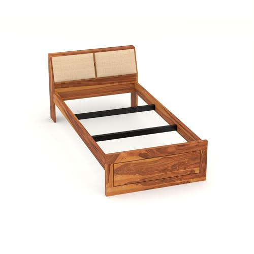 Image of Solid Sheesham Wooden Bed 6X4 Bed Single Bed Without Storage for Bedroom - Single Cot Wooden BedSingle Size for Living Room Guest Room - 12 Month Warranty (John Honey)