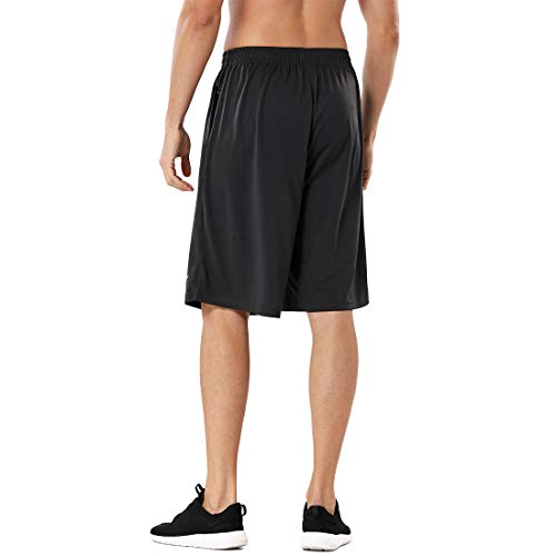 Devoropa Men's Athletic Basketball Shorts Loose-Fit Performance Sports Workout Shorts Zipper Pockets Black M #TOP3