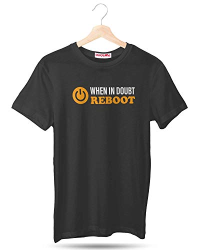 Image of DUDEME When in Doubt Reboot T-Shirt, 100% Cotton T-Shirts for Programmer, Coding, Developer, Software Mens, Round Neck T Shirts for Women, Half Sleeve Tshirt for Men