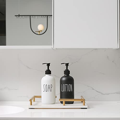 MOMEEMO Soap Dispenser Bathroom Set, Contains Hand and Lotion Dispenser, Suitable for Black and White Bathroom Decor. (Black & White) - Image 2