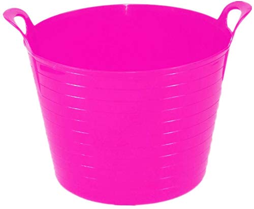 KetoPlastics - Pack of 5 x 26 Litre Flexi Tub Garden Home Flexible Colour Rubber Storage Container Bucket Polyethylene Flex Tub- MADE IN U.K (Pink)