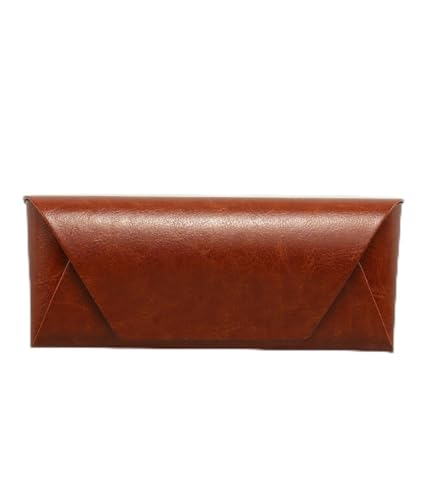 Capa para óculos moderna, capa rígida de couro PU leve para óculos, Marrom, tamanho �nico