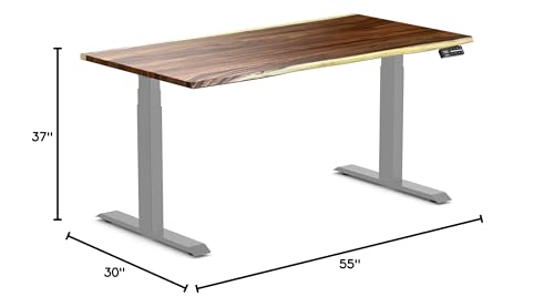 Image of Desky Dual Hardwood Sit Stand Desk - Electric Standing Desk - Dual Motor,3 Stage Adjustable Height Desk - Solid Wood Whole-Piece Top - Standing Desk with Cable Management
