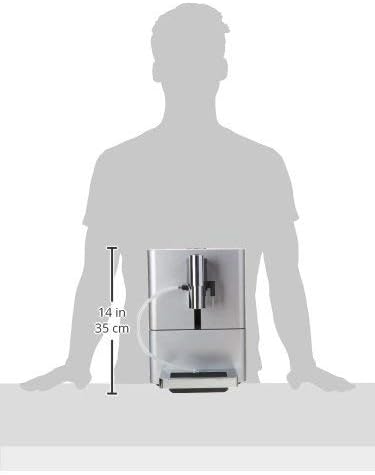 Diagram showing the dimensions of the JURA ENA Micro 90 coffee machine, with a height of 14 inches (35 cm)
