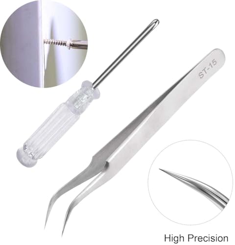 Image of 8 Different Sizes of Small Wooden Nails and Flat Tapping Screws Combination 1600pcs Contains a Tweezers & a screwdriver