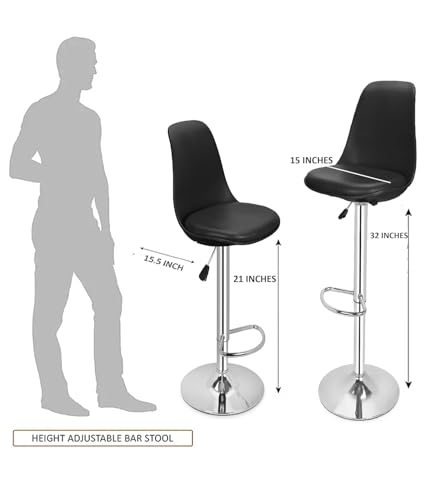 Image of DPI Modern Height Adjustable and 360 Degree Revolving Bar Stool | Kitchen Chair Suitable for Kitchen Cafeteria Dining Office Shops | (1, BLK)