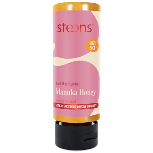 Steens 100% Pure &amp; Raw New Zealand Manuka Honey, MGO 50+, 12 oz squeezy