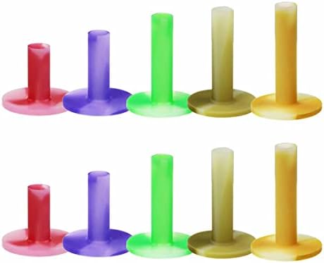 GLOOF 10Pack Rubber Golf Tees for Driving Vary Mats Worth, 5 Blended Dimension Colour Sturdy Rubber Tees Ideally suited for Follow Mat Prime Holder match Indoor Outside Yard Residence Workplace Follow Coaching