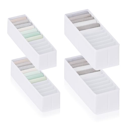 ROW&LINE® – Organizerset – Extra hoge vakken voor babyartikelen, ondergoed en kleding – Ladeverdelersysteem – Duurzaam en wasbaar voor kast en lade – Wit – Maat: 2x XS | 2x S