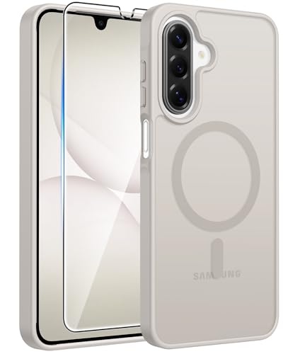 Image of FNTCASE for Galaxy A17 /A16 5G Phone Case: for Samsung A17 Cases [Compatible with Magsafe] [Screen Protector] Matte Translucent Military Grade Protection for Samsung A 17 & A 16 4G Cover - Off White