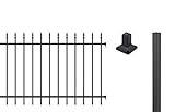 Alberts 510305 Zaunkomplettset Chaussee, zum Aufschrauben | verschiedene Längen und Höhen - wahlweise in verschiedenen Farben | matt-schwarz | Höhe 100 cm | Länge 10 m