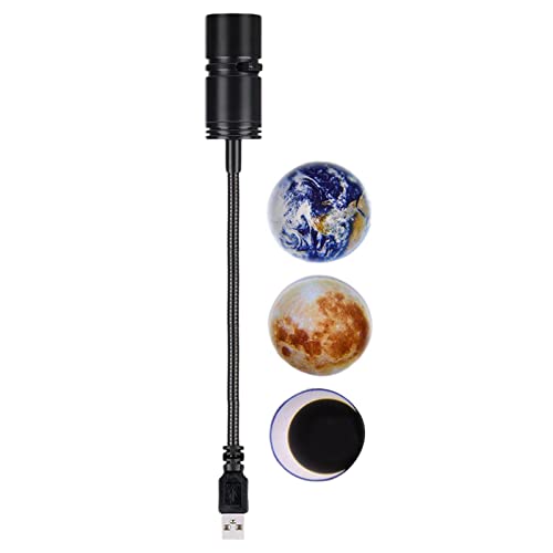 Courtieyeardceastea Lámpara proyector romántica planeta Tierra Luna luz nocturna para niños adultos USB 3 piezas película USB 3 W