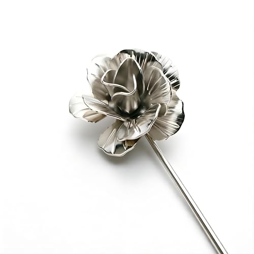Flower Suit Pins for Men, Rose Brooch for Men, Floral Lapel Pins for Men Women, Mens Lapel Pins for Suits, Mens Brooch for Hats Scarf, Fitted Hat Pins for Women Men, Men’s Silver Lapel Pin for Wedding