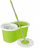 Easy Magic Floor Mop Green 360 Bucket w/ 2 Extra Heads Microfiber Spinning Rotating Head Clean